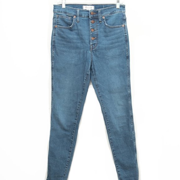 Madewell High Rise Raw Hem Button Fly Skinny Jeans - Picture 2 of 6